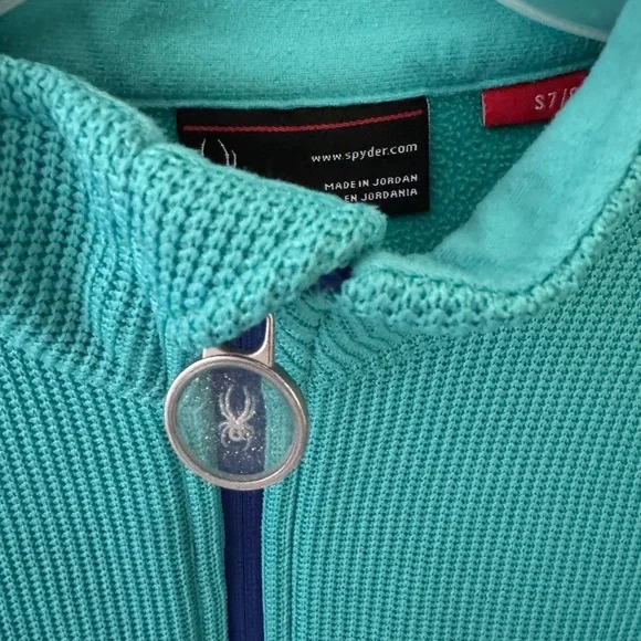 🕷️❄️ Spyder Kids Performance Fleece Jacket | Size S 7-8 | Aqua Teal - Picture 5 of 8